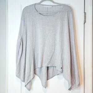 One Grey Day 100% Wool Gray Asymmetrical Poncho Sweater